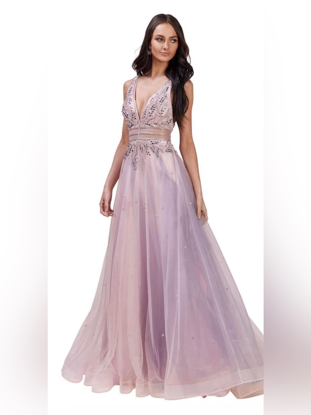 Gianni Bini Beaded V-Neck Pink Prom Gown NWT